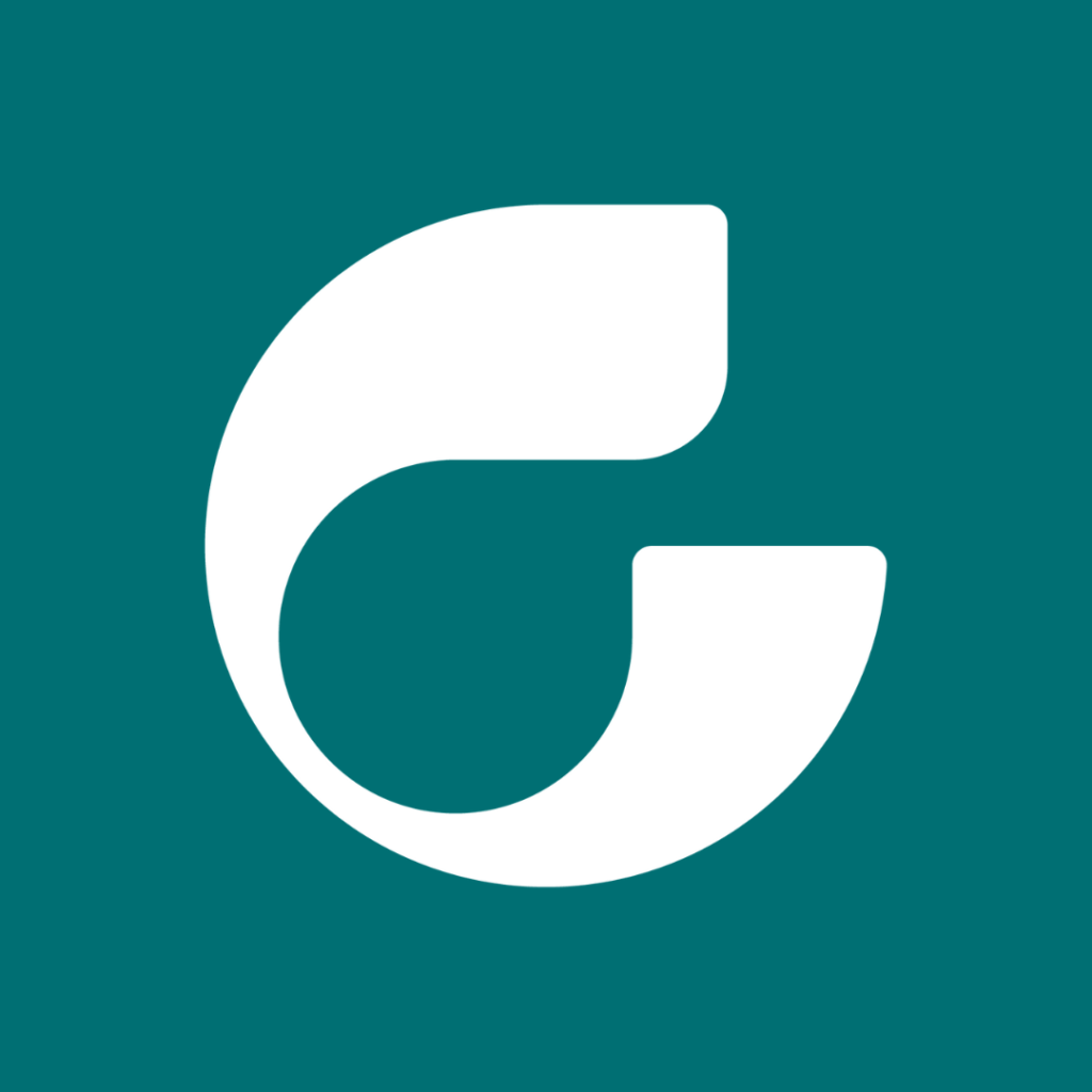 Logo monogramme Garance sur fond vert