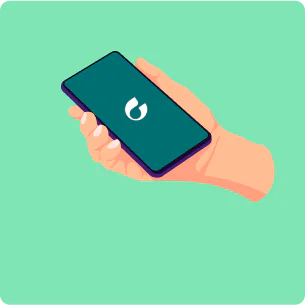 Illustration d’une main tenant un smartphone affichant le logo Garance.